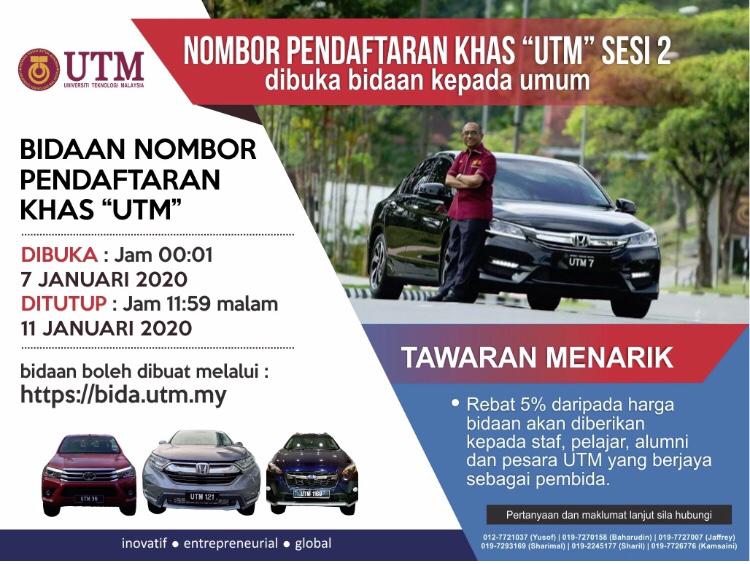 SESI 2 – BIDAAN NOMBOR PENDAFTARAN KHAS “UTM”