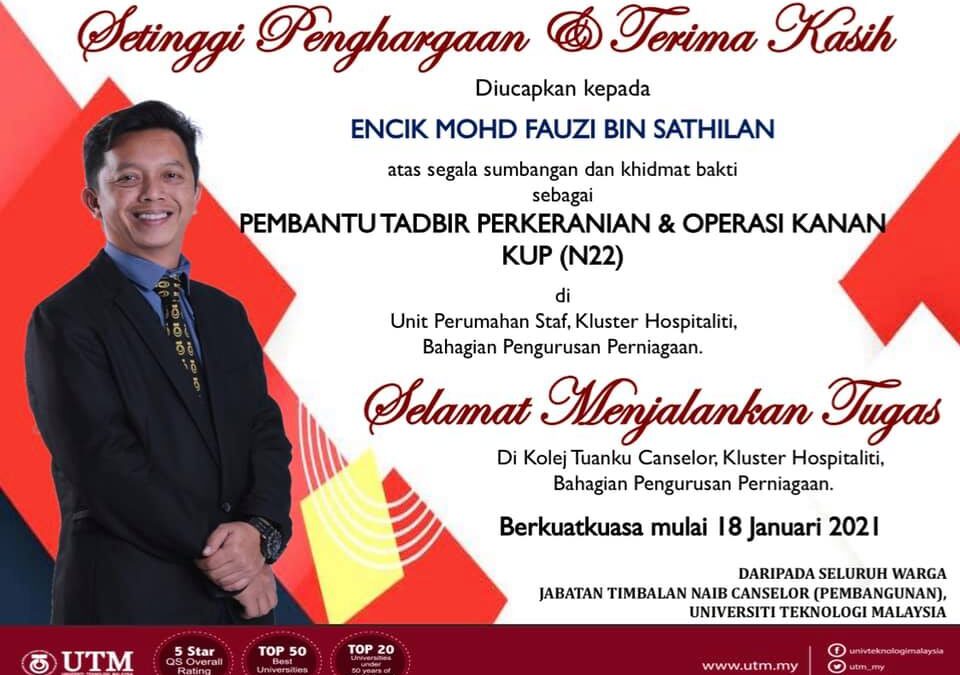 Sekalung Tahniah dan Selamat Datang En Mohd Fauzi Bin Sathilan