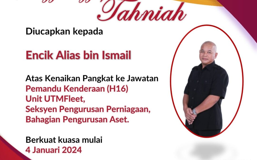 Setinggi-tinggi Tahniah Encik Alias bin Ismail