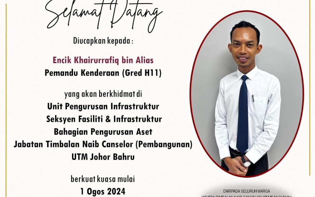 Selamat Datang Encik Khairurrafiq bin Alias